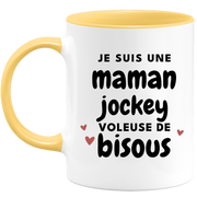 quotedazur - Mug Je Suis Une Maman Jockey Voleuse De Bisous - Cadeau Fête Des Mères Original - Idée Cadeau Pour Anniversaire Maman - Cadeau Pour Future Maman Naissance
