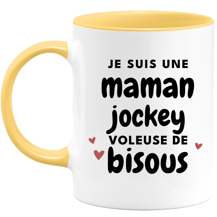 quotedazur - Mug Je Suis Une Maman Jockey Voleuse De Bisous - Cadeau Fête Des Mères Original - Idée Cadeau Pour Anniversaire Maman - Cadeau Pour Future Maman Naissance