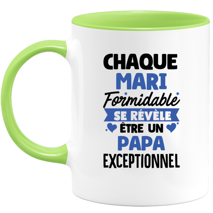 quotedazur - Mug Chaque Mari Formidable Se Révèle Être Un Papa Exceptionnel - Cadeau Futur Papa - Surprise Annonce Grossesse Garçon/Fille Naissance Bébé Gender Reveal