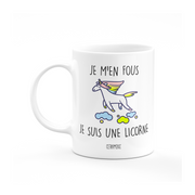Mug Je m'en fous je suis une licorne-cadeau_anniversaire_humour_homme_femme_noel-Ceramike