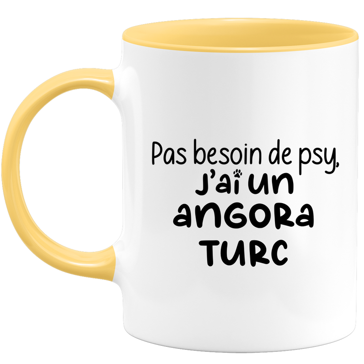 quotedazur - Mug Pas Besoin De Psy J'ai Un Angora Turc - Cadeau Humour Chat - Tasse Originale Animaux Cadeau Noël Anniversaire