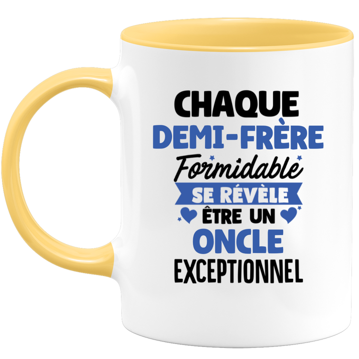 quotedazur - Mug Chaque Demi-Frère Formidable Se Révèle Être Un Oncle Exceptionnel - Cadeau Futur Oncle - Surprise Annonce Grossesse Garçon/Fille Naissance Bébé Gender Reveal