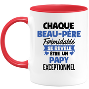 QUOTEDAZUR - Mug Chaque Beau-père Formidable Se Révèle Être Un Papy Exceptionnel - Cadeau Futur Papy - Surprise Annonce Grossesse Garçon/Fille Naissance Bébé Gender Reveal