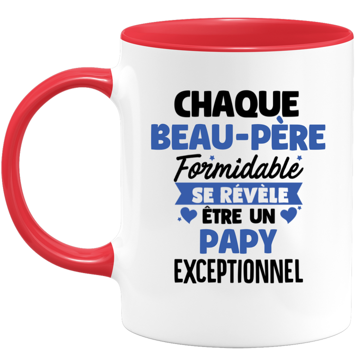 QUOTEDAZUR - Mug Chaque Beau-père Formidable Se Révèle Être Un Papy Exceptionnel - Cadeau Futur Papy - Surprise Annonce Grossesse Garçon/Fille Naissance Bébé Gender Reveal