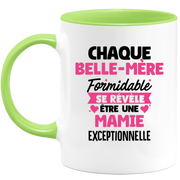 QUOTEDAZUR - Mug Chaque Belle-mère Formidable Se Révèle Être Une Mamie Exceptionnelle - Cadeau Future Mamie - Surprise Annonce Grossesse Garçon/Fille Naissance Bébé Gender Reveal