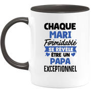 QUOTEDAZUR - Mug Chaque Mari Formidable Se Révèle Être Un Papa Exceptionnel - Cadeau Futur Papa - Surprise Annonce Grossesse Garçon/Fille Naissance Bébé Gender Reveal