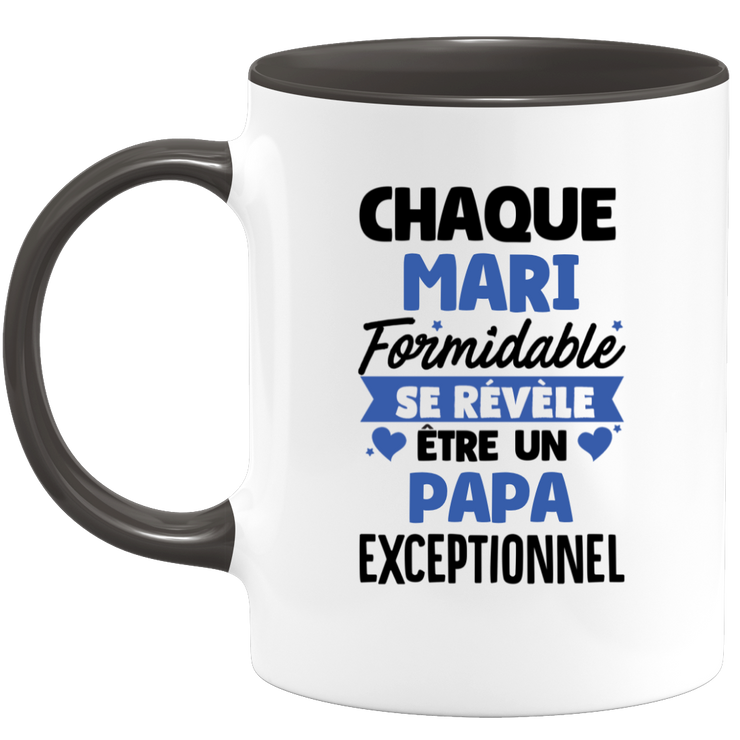 QUOTEDAZUR - Mug Chaque Mari Formidable Se Révèle Être Un Papa Exceptionnel - Cadeau Futur Papa - Surprise Annonce Grossesse Garçon/Fille Naissance Bébé Gender Reveal