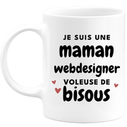 quotedazur - Mug Je Suis Une Maman Webdesigner Voleuse De Bisous - Cadeau Fête Des Mères Original - Idée Cadeau Pour Anniversaire Maman - Cadeau Pour Future Maman Naissance