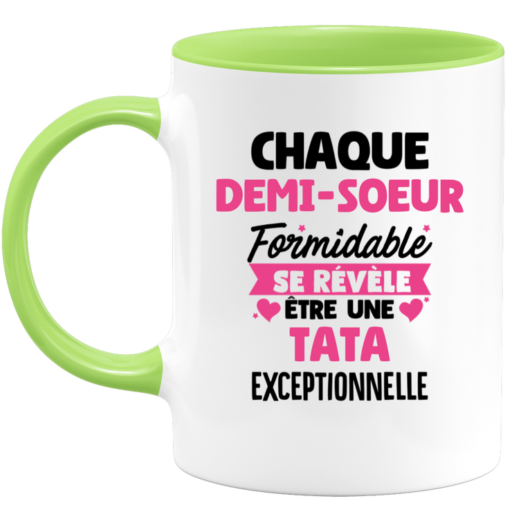 QUOTEDAZUR - Mug Chaque Demi-soeur Formidable Se Révèle Être Une Tata Exceptionnelle - Cadeau Future Tata - Surprise Annonce Grossesse Garçon/Fille Naissance Bébé Gender Reveal