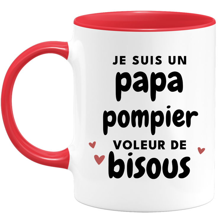 quotedazur - Mug Je Suis Un Papa Pompier Voleur De Bisous - Cadeau Fête Des Pères Original - Idée Cadeau Pour Anniversaire Papa - Cadeau Pour Futur Papa Naissance