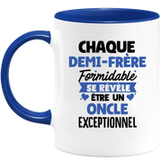 quotedazur - Mug Chaque Demi-Frère Formidable Se Révèle Être Un Oncle Exceptionnel - Cadeau Futur Oncle - Surprise Annonce Grossesse Garçon/Fille Naissance Bébé Gender Reveal