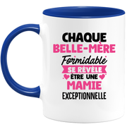 QUOTEDAZUR - Mug Chaque Belle-mère Formidable Se Révèle Être Une Mamie Exceptionnelle - Cadeau Future Mamie - Surprise Annonce Grossesse Garçon/Fille Naissance Bébé Gender Reveal