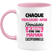 QUOTEDAZUR - Mug Chaque Meilleure-amie Formidable Se Révèle Être Une Maman Exceptionnelle - Cadeau Future Maman - Surprise Annonce Grossesse Garçon/Fille Naissance Bébé Gender Reveal