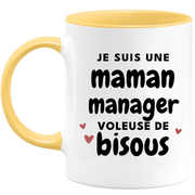 quotedazur - Mug I am a kiss-stealing mom Manager - Original Mother's Day Gift - Gift Idea For Mom Birthday - Gift For Future Mom Birth