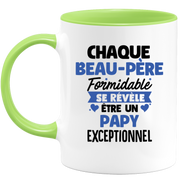 QUOTEDAZUR - Mug Chaque Beau-père Formidable Se Révèle Être Un Papy Exceptionnel - Cadeau Futur Papy - Surprise Annonce Grossesse Garçon/Fille Naissance Bébé Gender Reveal