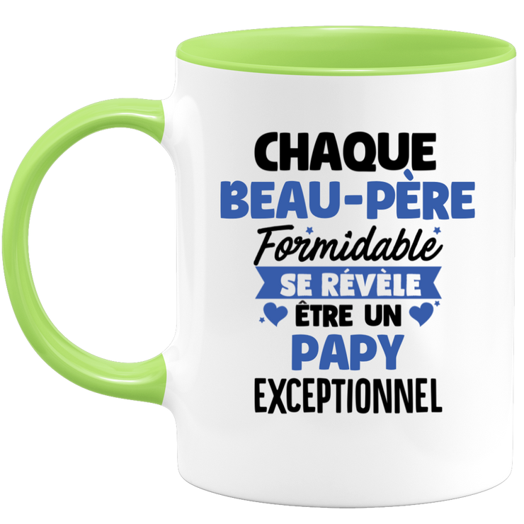 QUOTEDAZUR - Mug Chaque Beau-père Formidable Se Révèle Être Un Papy Exceptionnel - Cadeau Futur Papy - Surprise Annonce Grossesse Garçon/Fille Naissance Bébé Gender Reveal