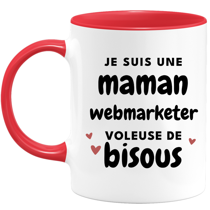quotedazur - Mug Je Suis Une Maman Webmarketer Voleuse De Bisous - Cadeau Fête Des Mères Original - Idée Cadeau Pour Anniversaire Maman - Cadeau Pour Future Maman Naissance