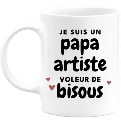quotedazur - Mug Je Suis Un Papa Artiste Voleur De Bisous - Cadeau Fête Des Pères Original - Idée Cadeau Pour Anniversaire Papa - Cadeau Pour Futur Papa Naissance