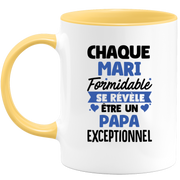 QUOTEDAZUR - Mug Chaque Mari Formidable Se Révèle Être Un Papa Exceptionnel - Cadeau Futur Papa - Surprise Annonce Grossesse Garçon/Fille Naissance Bébé Gender Reveal