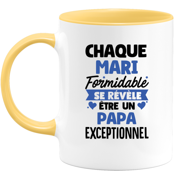 QUOTEDAZUR - Mug Chaque Mari Formidable Se Révèle Être Un Papa Exceptionnel - Cadeau Futur Papa - Surprise Annonce Grossesse Garçon/Fille Naissance Bébé Gender Reveal