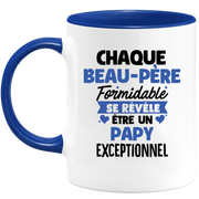 QUOTEDAZUR - Mug Chaque Beau-père Formidable Se Révèle Être Un Papy Exceptionnel - Cadeau Futur Papy - Surprise Annonce Grossesse Garçon/Fille Naissance Bébé Gender Reveal