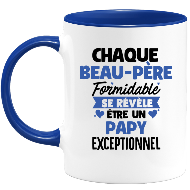 QUOTEDAZUR - Mug Chaque Beau-père Formidable Se Révèle Être Un Papy Exceptionnel - Cadeau Futur Papy - Surprise Annonce Grossesse Garçon/Fille Naissance Bébé Gender Reveal