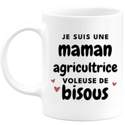 quotedazur - Mug je suis une maman Agricultrice voleuse de bisous - Cadeau Fête Des Mères Original - Idée Cadeau Pour Anniversaire Maman - Cadeau Pour Future Maman Naissance
