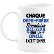 quotedazur - Mug Chaque Demi-Frère Formidable Se Révèle Être Un Oncle Exceptionnel - Cadeau Futur Oncle - Surprise Annonce Grossesse Garçon/Fille Naissance Bébé Gender Reveal