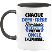quotedazur - Mug Chaque Demi-Frère Formidable Se Révèle Être Un Oncle Exceptionnel - Cadeau Futur Oncle - Surprise Annonce Grossesse Garçon/Fille Naissance Bébé Gender Reveal