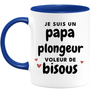 quotedazur - Mug Je Suis Un Papa Plongeur Voleur De Bisous - Cadeau Fête Des Pères Original - Idée Cadeau Pour Anniversaire Papa - Cadeau Pour Futur Papa Naissance