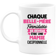 quotedazur - Mug Chaque Belle-Mère Formidable Se Révèle Être Une Mamie Exceptionnelle - Cadeau Future Mamie - Surprise Annonce Grossesse Garçon/Fille Naissance Bébé Gender Reveal