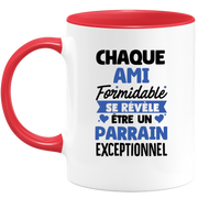 QUOTEDAZUR - Mug Chaque Ami Formidable Se Révèle Être Un Parrain Exceptionnel - Cadeau Futur Parrain - Surprise Annonce Grossesse Garçon/Fille Naissance Bébé Gender Reveal