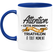 quotedazur - Mug This Person Can Talk About Triathlon At Any Time - Sport Humor Gift - Original Triathlete Gift Idea - Triathlon Mug - Birthday Or Christmas