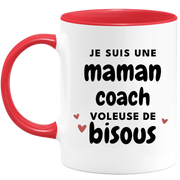 quotedazur - Mug Je Suis Une Maman Coach Voleuse De Bisous - Cadeau Fête Des Mères Original - Idée Cadeau Pour Anniversaire Maman - Cadeau Pour Future Maman Naissance