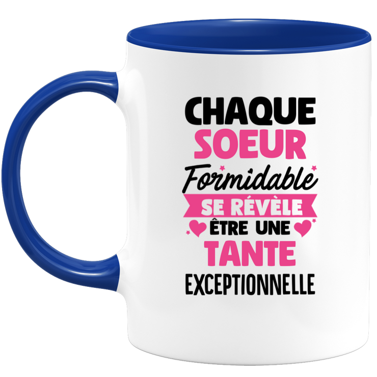 QUOTEDAZUR - Mug Chaque Soeur Formidable Se Révèle Être Une Tante Exceptionnelle - Cadeau Future Tante - Surprise Annonce Grossesse Garçon/Fille Naissance Bébé Gender Reveal