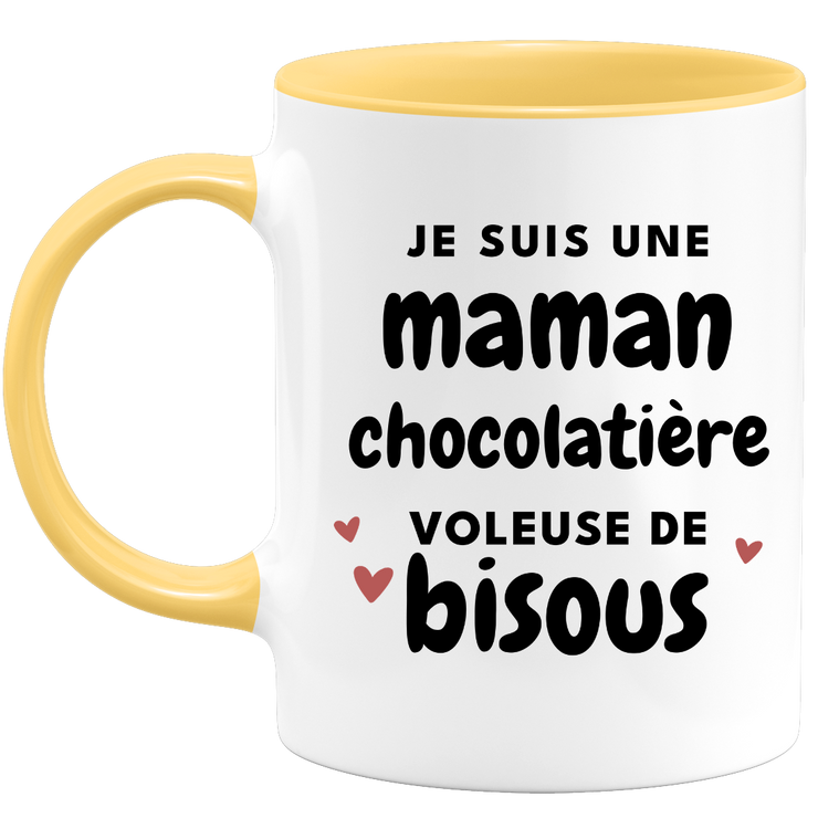 quotedazur - Mug je suis une maman Chocolatière voleuse de bisous - Cadeau Fête Des Mères Original - Idée Cadeau Pour Anniversaire Maman - Cadeau Pour Future Maman Naissance