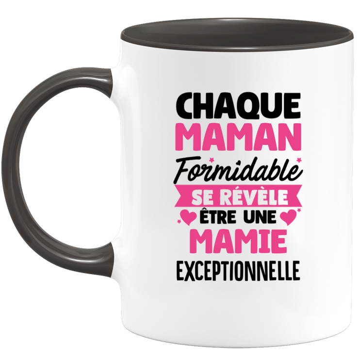 quotedazur - Mug Chaque Maman Formidable Se Révèle Être Une Mamie Exceptionnelle - Cadeau Future Mamie - Surprise Annonce Grossesse Garçon/Fille Naissance Bébé Gender Reveal