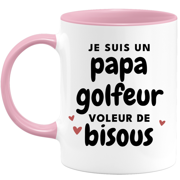 quotedazur - Mug Je Suis Un Papa Golfeur Voleur De Bisous - Cadeau Fête Des Pères Original - Idée Cadeau Pour Anniversaire Papa - Cadeau Pour Futur Papa Naissance