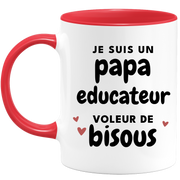 quotedazur - Mug Je Suis Un Papa Educateur Voleur De Bisous - Cadeau Fête Des Pères Original - Idée Cadeau Pour Anniversaire Papa - Cadeau Pour Futur Papa Naissance