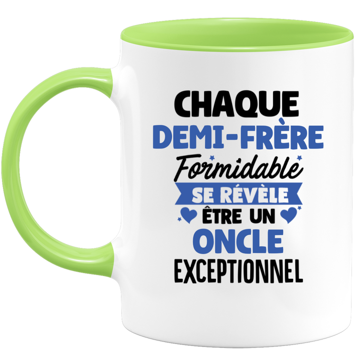 QUOTEDAZUR - Mug Chaque Demi-frère Formidable Se Révèle Être Un Oncle Exceptionnel - Cadeau Futur Oncle - Surprise Annonce Grossesse Garçon/Fille Naissance Bébé Gender Reveal