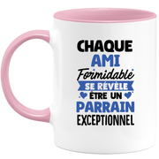 QUOTEDAZUR - Mug Chaque Ami Formidable Se Révèle Être Un Parrain Exceptionnel - Cadeau Futur Parrain - Surprise Annonce Grossesse Garçon/Fille Naissance Bébé Gender Reveal