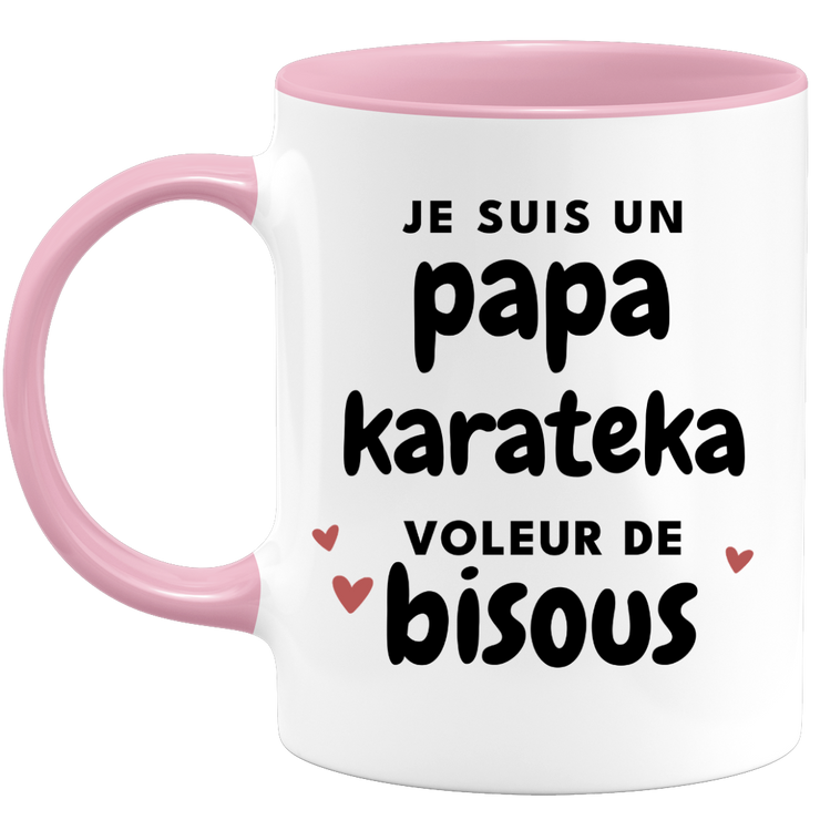 quotedazur - Mug Je Suis Un Papa Karateka Voleur De Bisous - Cadeau Fête Des Pères Original - Idée Cadeau Pour Anniversaire Papa - Cadeau Pour Futur Papa Naissance