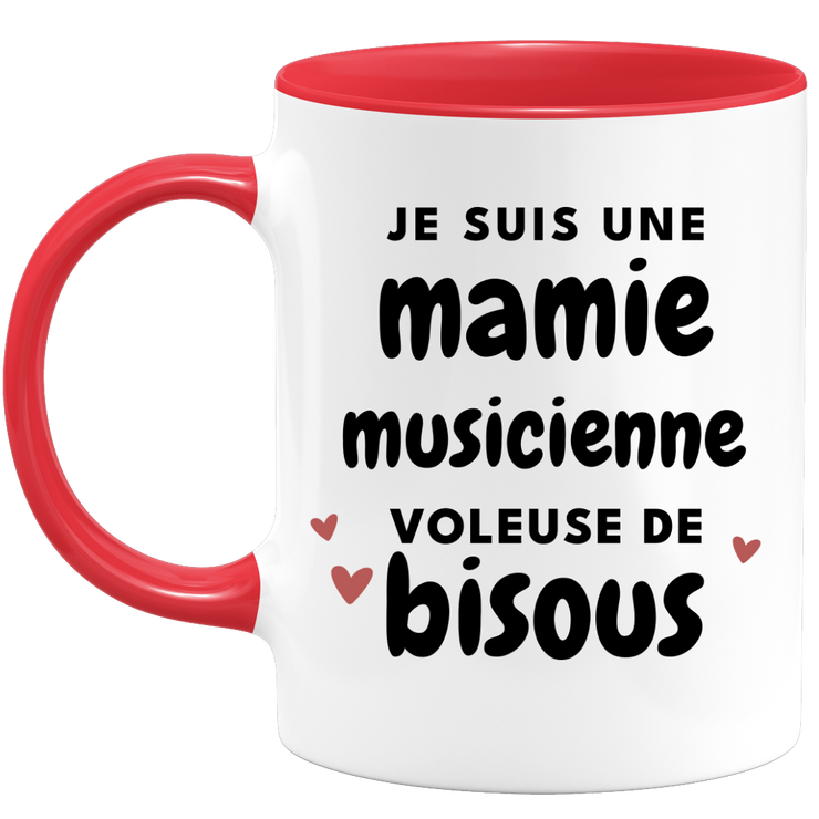 quotedazur - Mug Je Suis Une Mamie Musicienne Voleuse De Bisous - Cadeau Fête Des Grand Mères Original - Idée Cadeau Pour Anniversaire Mémé Musique - Cadeau Future Mamy Naissance