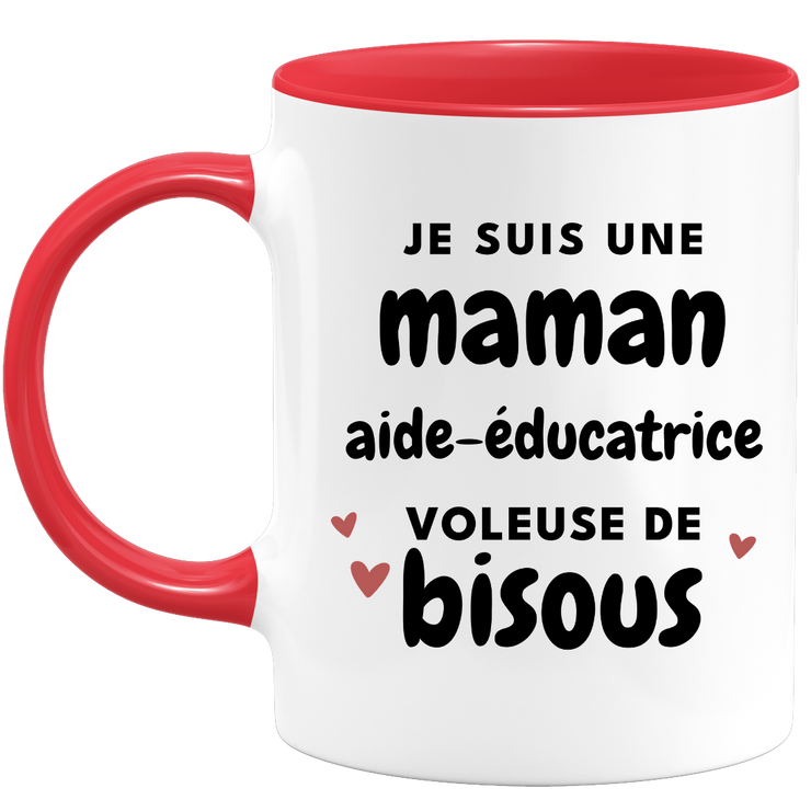 quotedazur - Mug je suis une maman Aide-éducatrice voleuse de bisous - Cadeau Fête Des Mères Original - Idée Cadeau Pour Anniversaire Maman - Cadeau Pour Future Maman Naissance