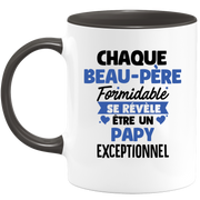 QUOTEDAZUR - Mug Chaque Beau-père Formidable Se Révèle Être Un Papy Exceptionnel - Cadeau Futur Papy - Surprise Annonce Grossesse Garçon/Fille Naissance Bébé Gender Reveal