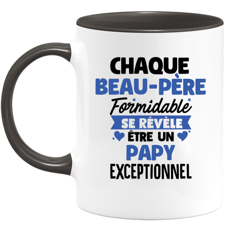 QUOTEDAZUR - Mug Chaque Beau-père Formidable Se Révèle Être Un Papy Exceptionnel - Cadeau Futur Papy - Surprise Annonce Grossesse Garçon/Fille Naissance Bébé Gender Reveal