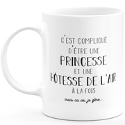 Mug hôtesse de l'air princesse - cadeau femme pour hôtesse de l'air Humour drôle idéal pour Anniversaire collègue