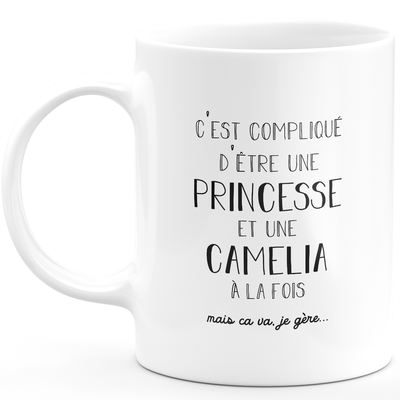 Camellia gift mug - complicated to be a princess and a camelia - Personalized first name gift Birthday woman Christmas departure colleague