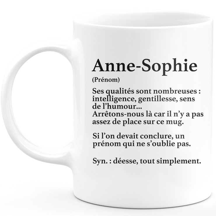 Anne-Sophie Gift Mug - Anne-Sophie definition - Personalized first name gift Birthday Woman Christmas departure colleague - Ceramic - White