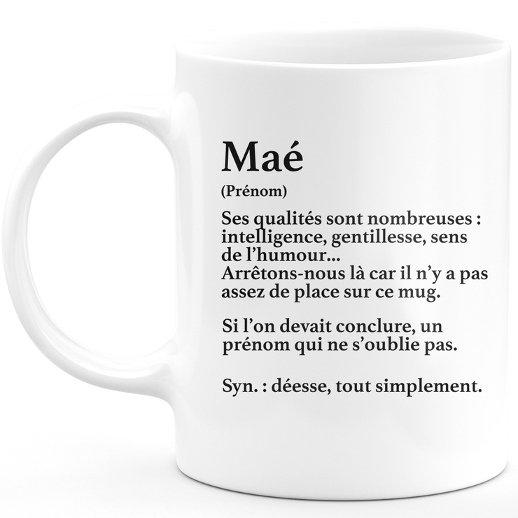 Maé Gift Mug - Maé definition - Personalized first name gift Birthday Woman Christmas departure colleague - Ceramic - White